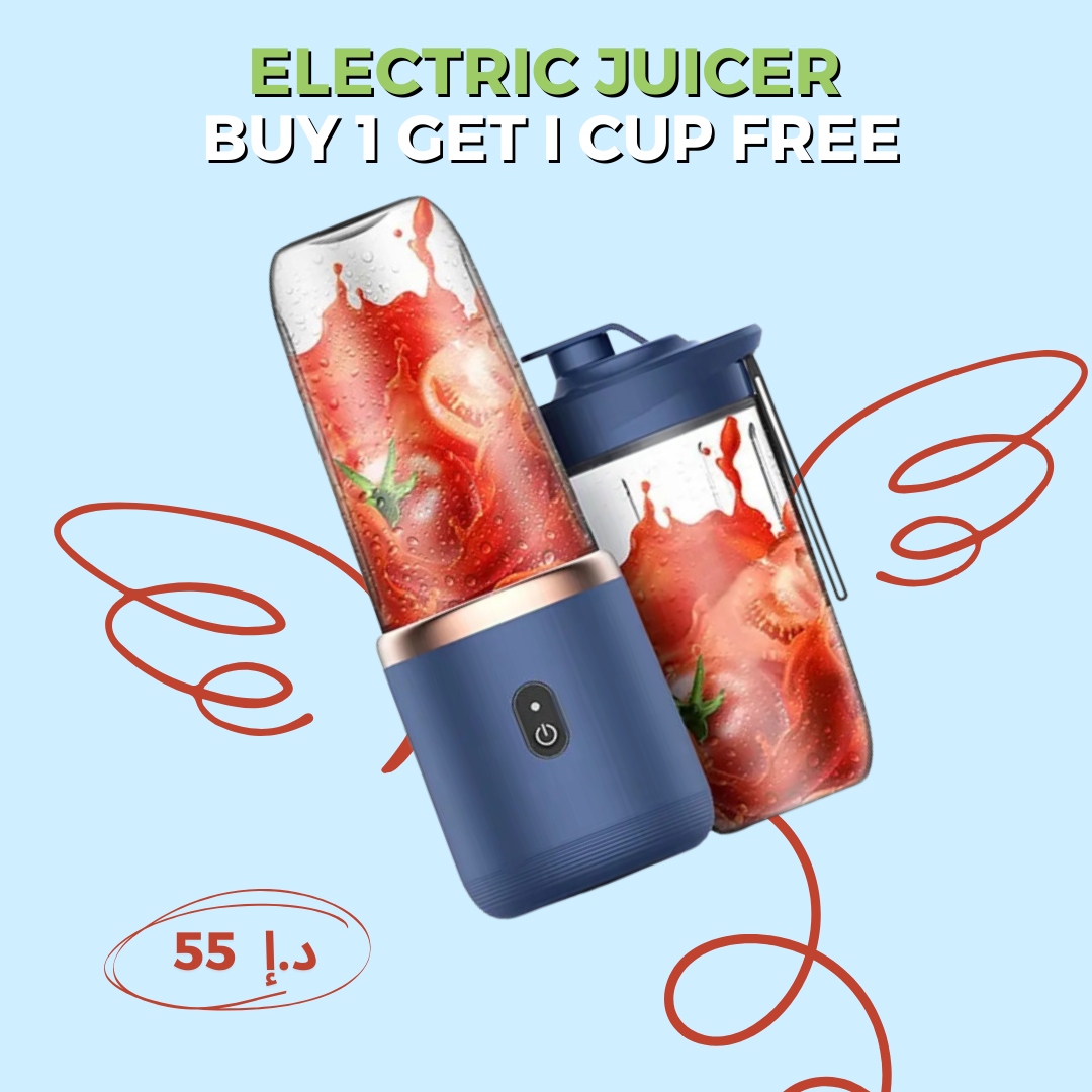 Electric Juicer with free Cup 6 Blades for Smoothies and Milkshakes - Ideal for Office, Outdoor, and Travel Blue