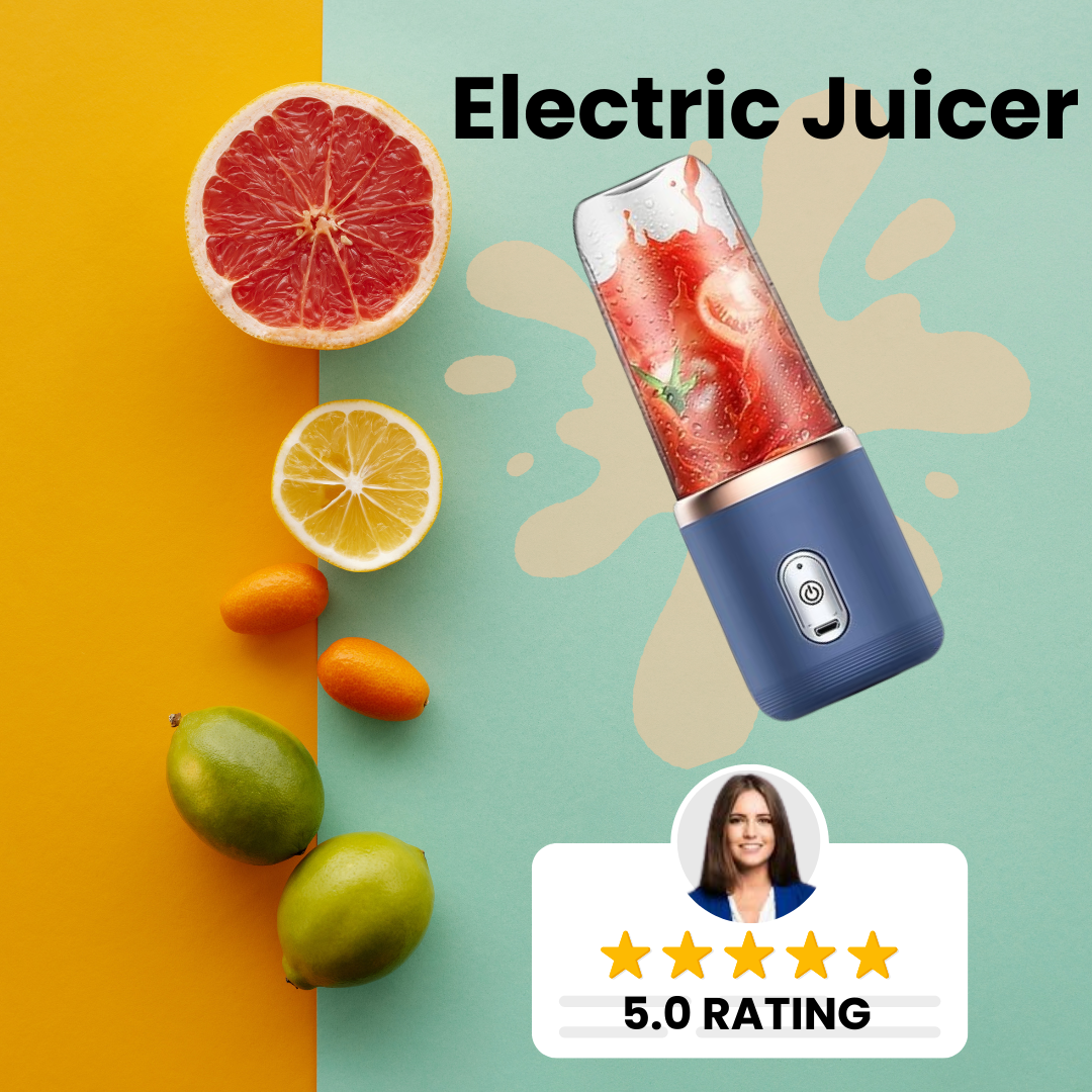 Electric Juicer with free Cup 6 Blades for Smoothies and Milkshakes - Ideal for Office, Outdoor, and Travel Blue