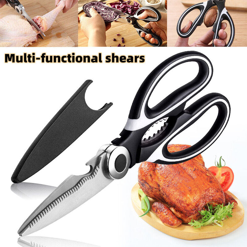 Heavy-Duty Stainless Steel Kitchen Scissors - Multifunctional Food Shears For Duck, Fish, Meat, Chicken Bones, Pizza & Salad - Perfect For Bbqs & Home Use