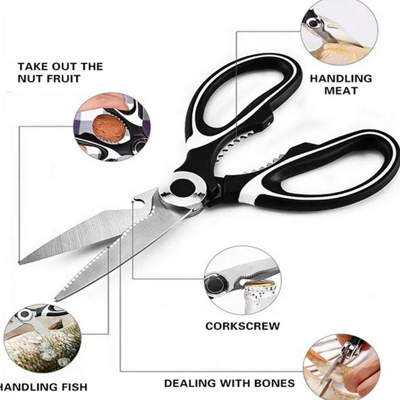 Heavy-Duty Stainless Steel Kitchen Scissors - Multifunctional Food Shears For Duck, Fish, Meat, Chicken Bones, Pizza & Salad - Perfect For Bbqs & Home Use