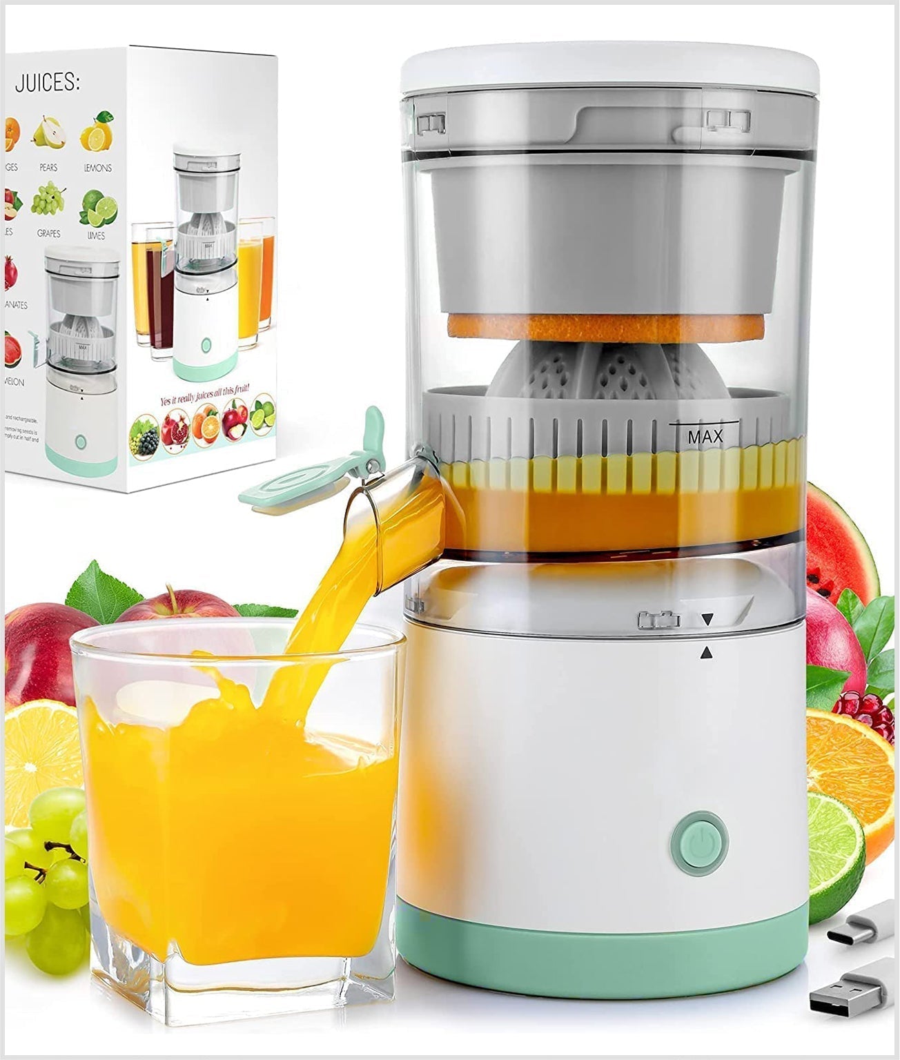 Portable Electric Rechargeable Citrus Fruit Juicer